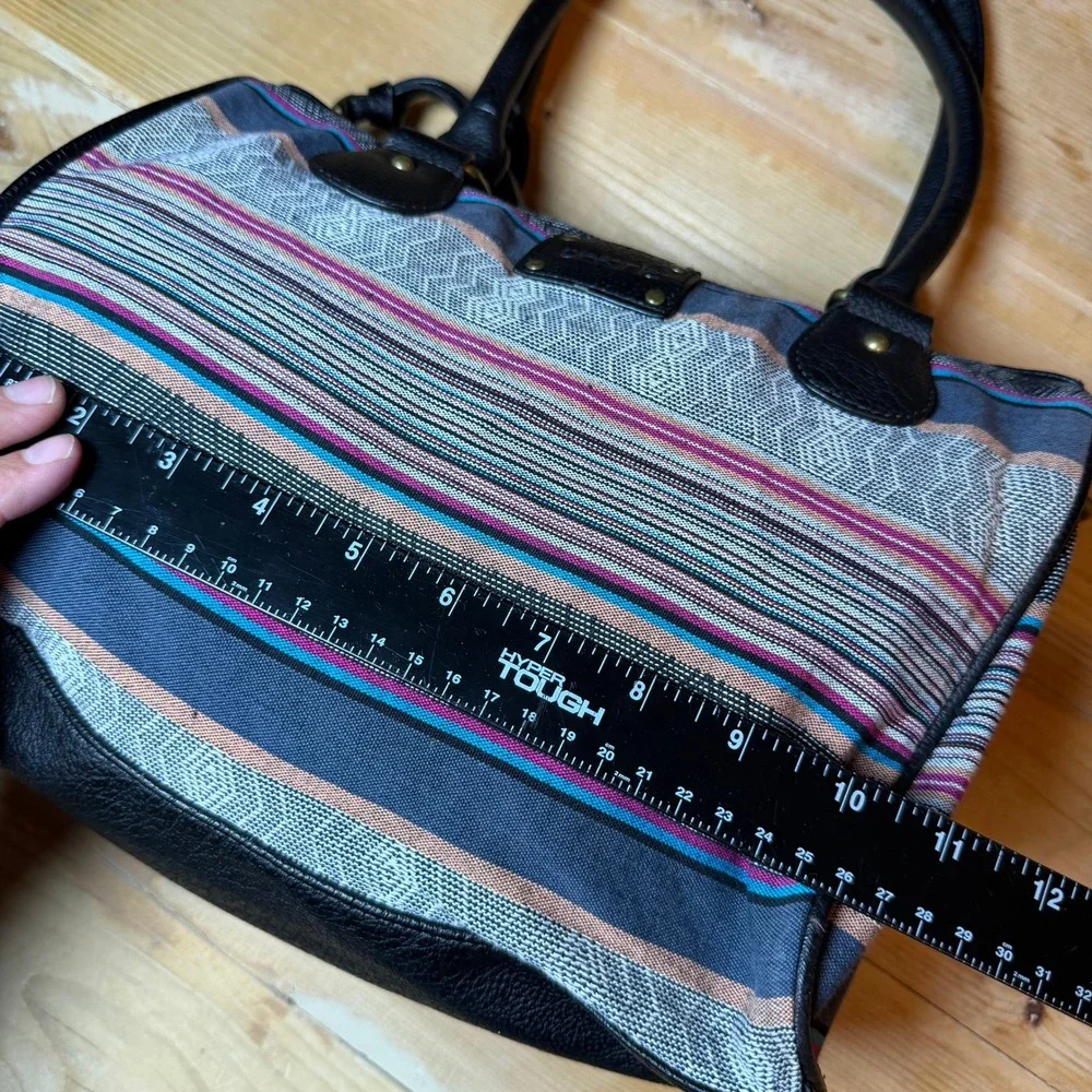 Dakine Gulfstream 13L Satchel‎ Bag Striped Woven Textile Black Faux Leather Trim